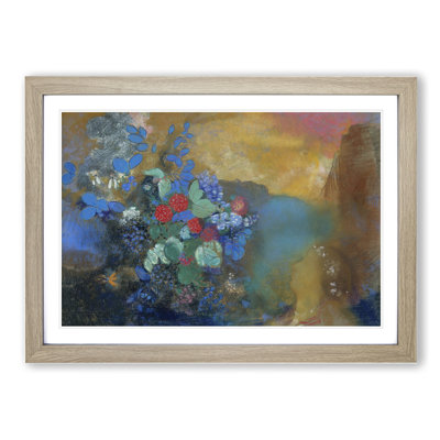 Ophelia Among the Flowers by Odilon Redon - Framed Print