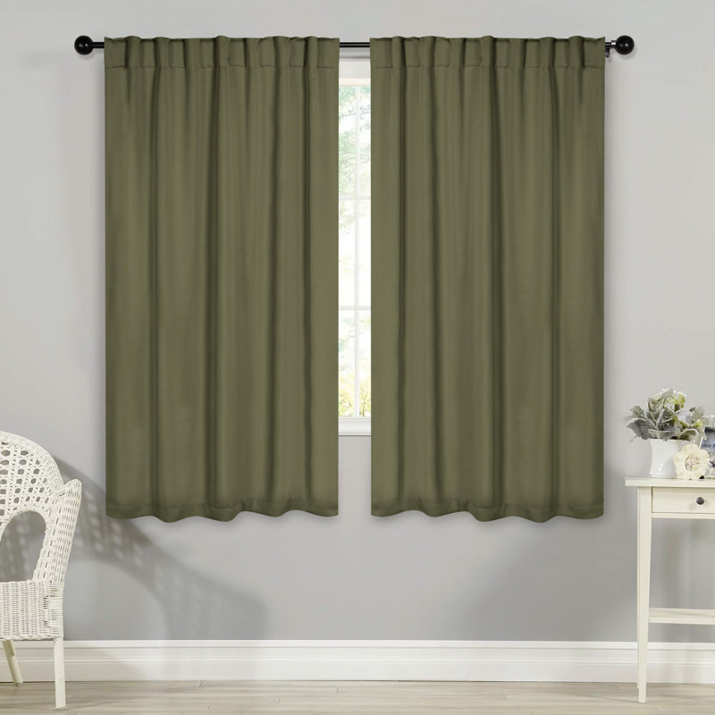 Rideaux obscurcissant et passe-tringle Levatt Classic, Vert olive, L 52 po x L 72 po