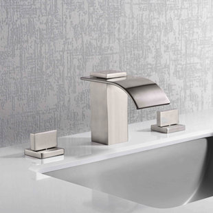 3 Hole Waterfall Bathroom Faucet, 8 Inch Widespread Bathroom Sink Faucet