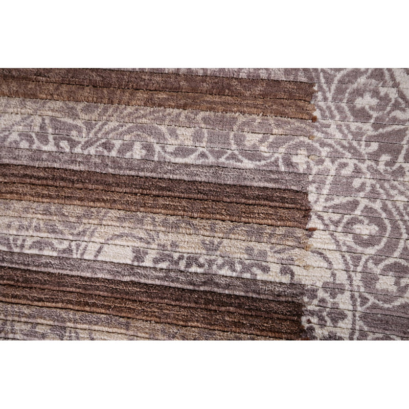 Tapis oriental abstrait rayé fait à la main
