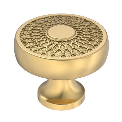 1-1/4" Champagne Bronze Round Cabinet Knobs 10 Pack, 1.2 Inch(31.5mm) Diameter, Decorative Filigree Pattern, Solid Metal Build, for Cabinets and Drawers