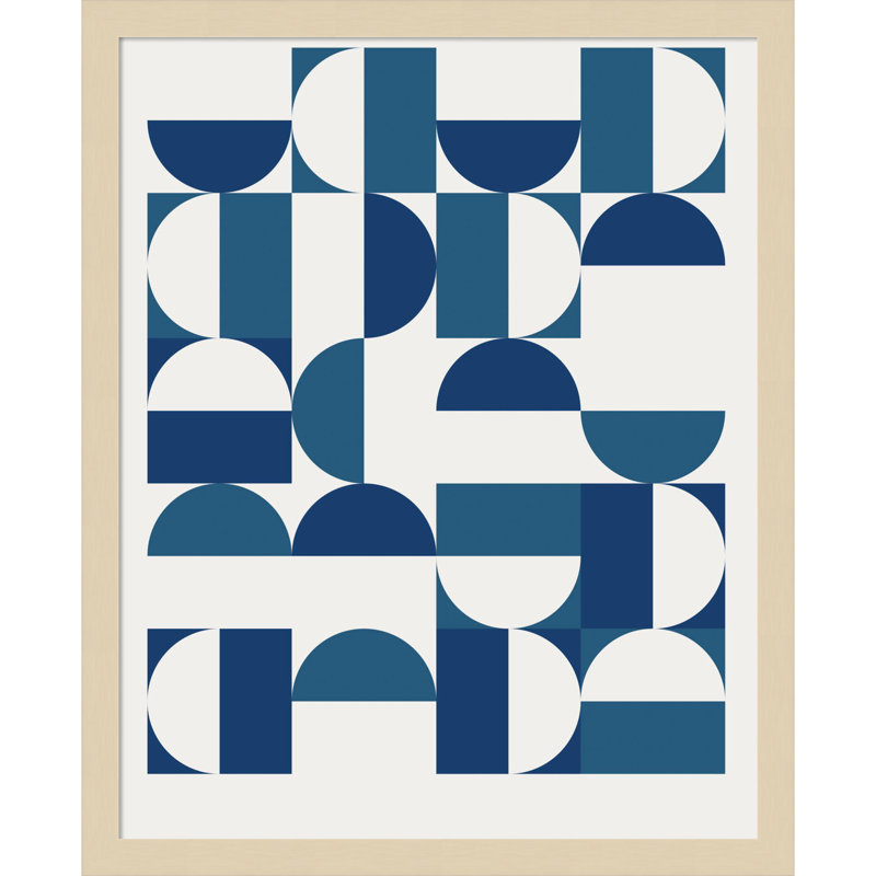 Bauhaus Inspired Geometric 1 N Blue And Teal by The Creative Bunch Studio, 21" H x 17" W x 1" D, Brown