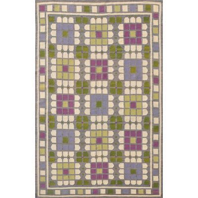 Geometric Area Rug in Gray/Green