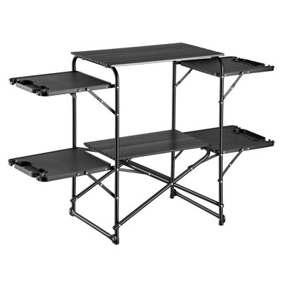 Table de camping, station de cuisson pliable, table pliante portable, avec 4 tables d'appoint, plateau de table résistant à la chaleur et sac de transport, idéale pour les pique-niques en plein air, les barbecues, le camping et les voyages en véhicule récréatif