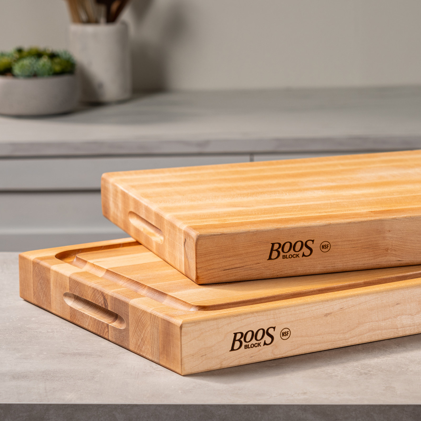 John Boos Edge Grain Reversible Cutting Board, 24" L x 18" W x 2.25" D, Dark Maple
