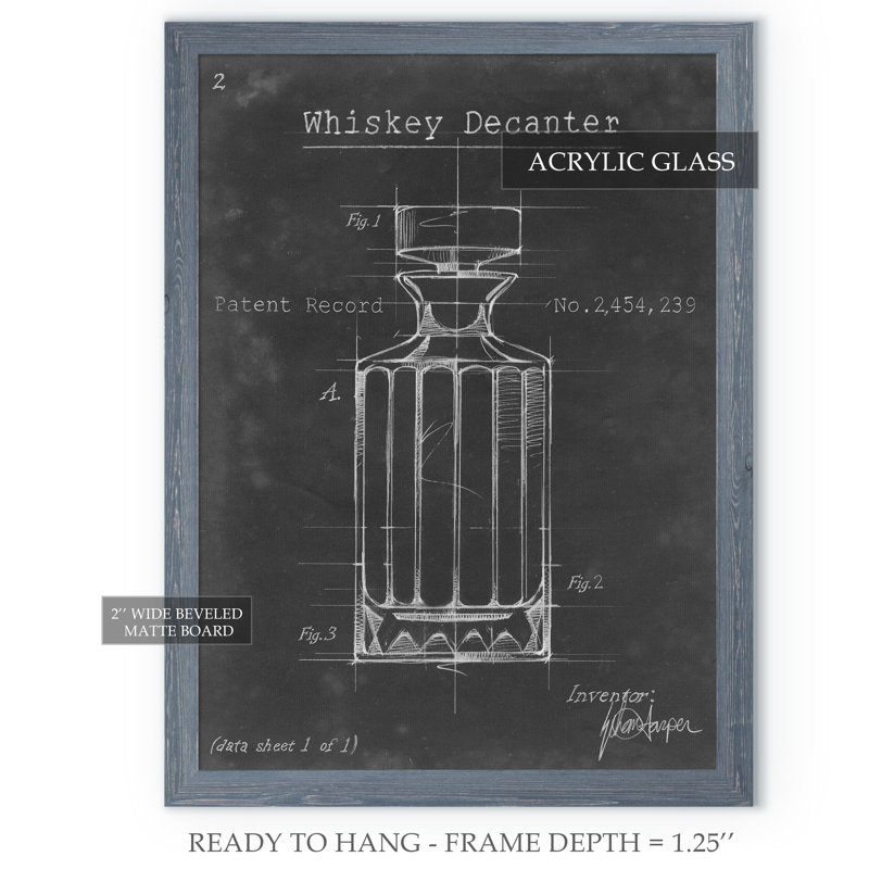 «Barware Blueprint VII» par Paul Cezanne - reproduction d'art encadrée, H 44 po x l 32 po x P 1,25 po, Toile avec cadre gris