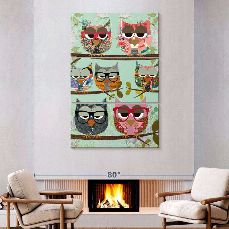 Brampt Owl Friends, 74" H x 48" W