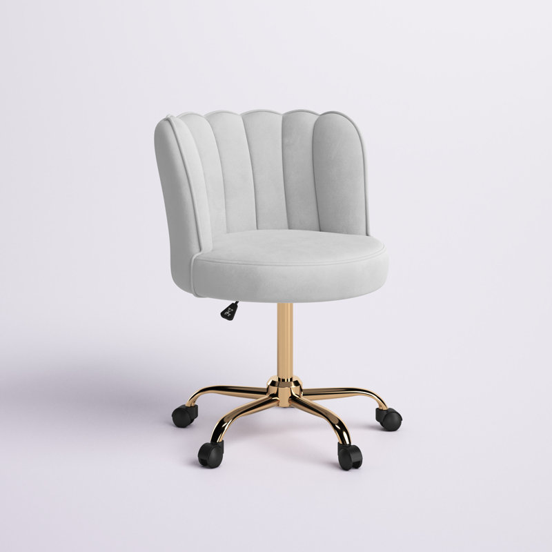 Chaise de bureau en velours Luciean, Gris