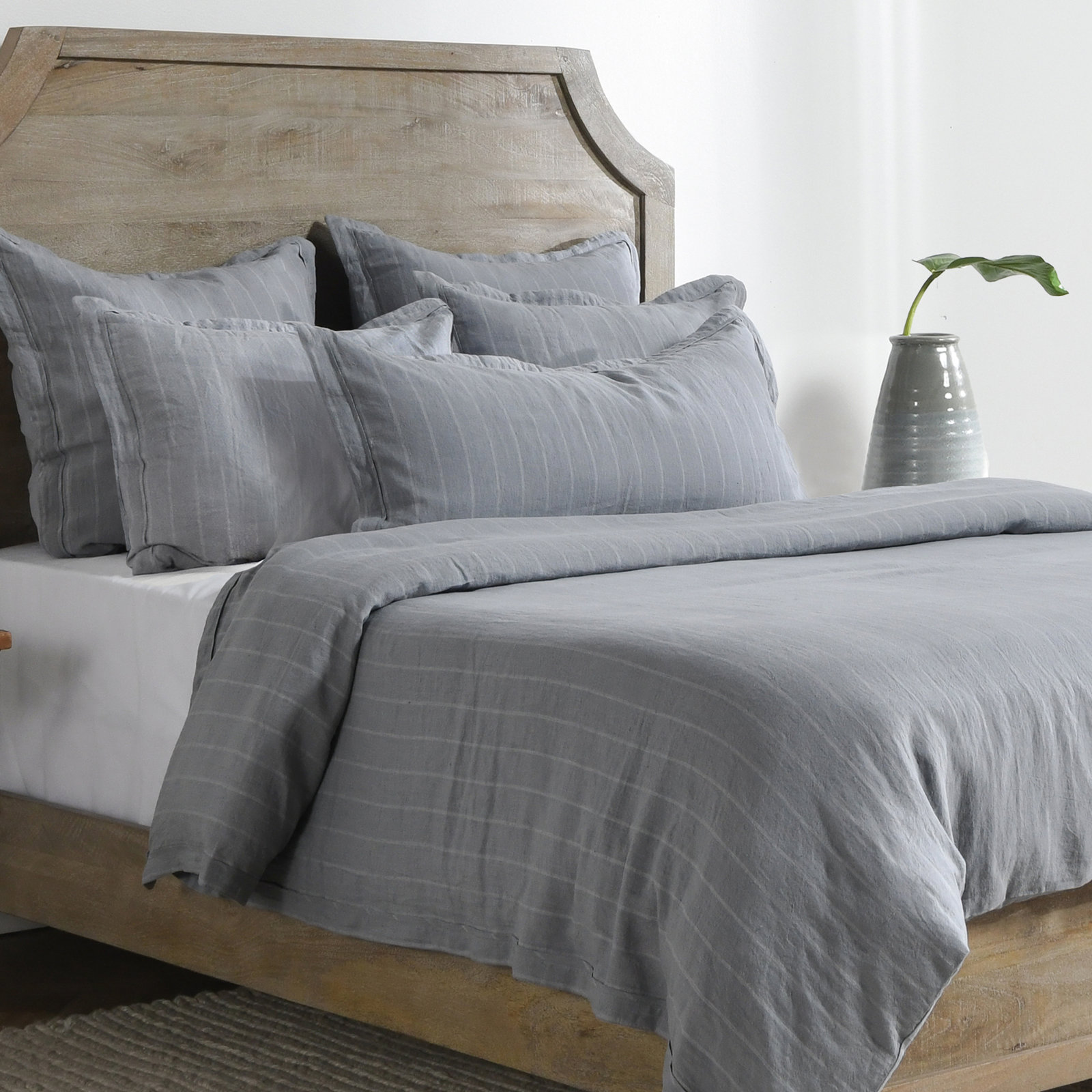 Keegan Belgian Flax Linen Sham Set, King, Sea Fog Blue