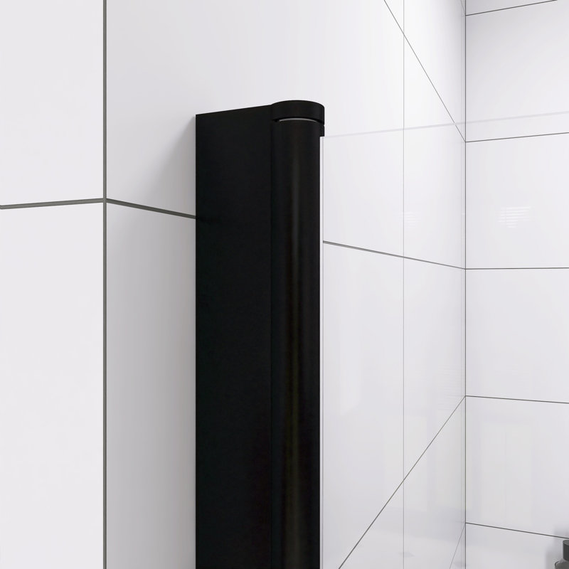 Porte de douche pivotante en aluminium noir mat 32 po