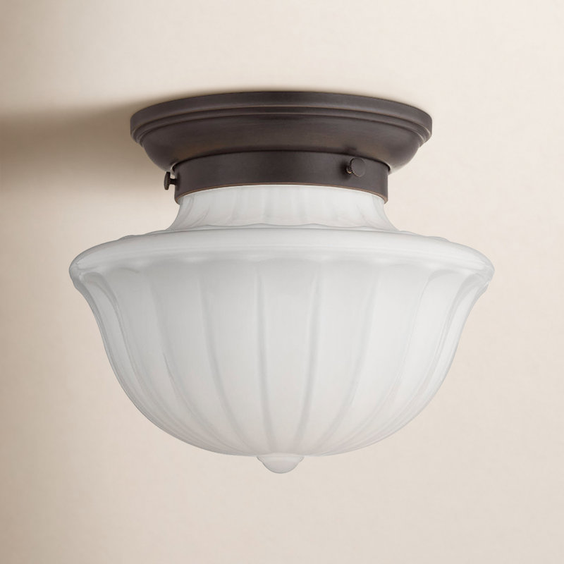 Plafonnier semi-encastré 1 lumière Maisie, H 7,5 po x l 9 po, Bronze vieilli