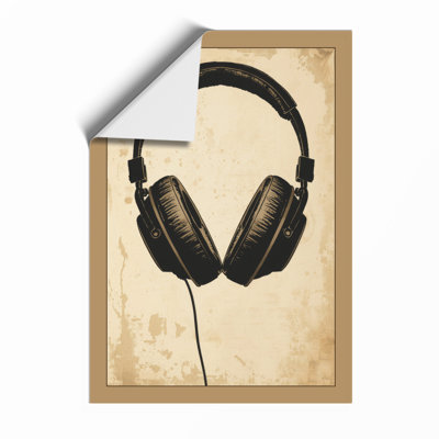 Vintage Headphones Retro - Framed Print