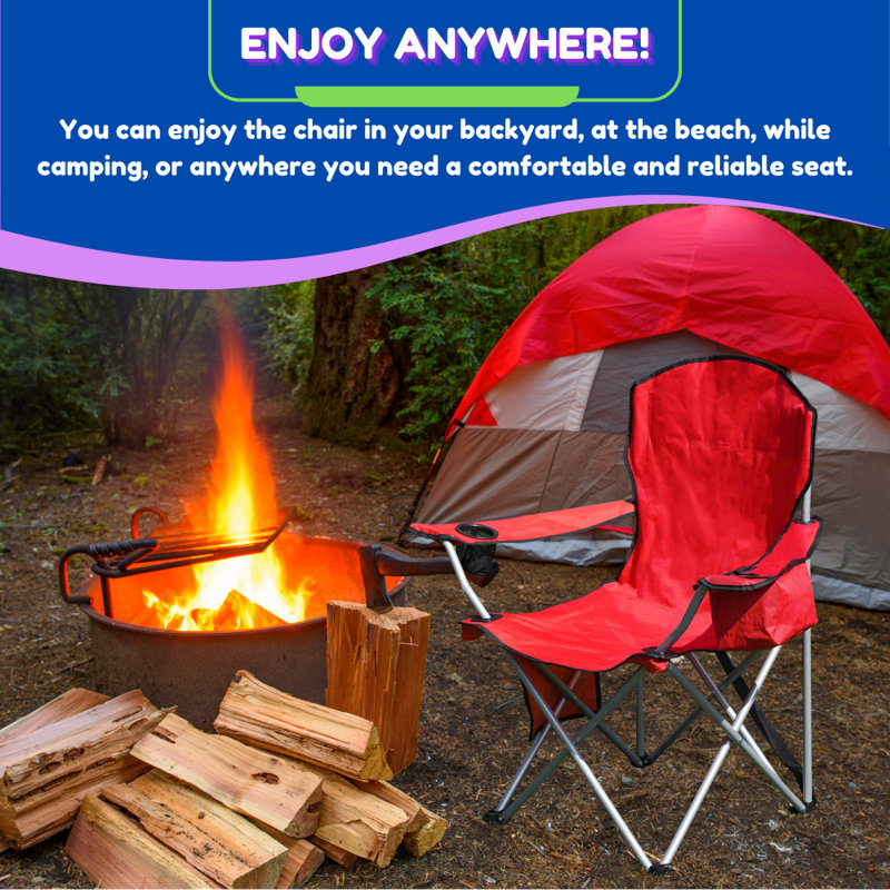Ensemble de 2 chaises de camping avec mini glacière intégrée, poche de rangement, porte-gobelet, sac de transport parfait pour le camping, la pêche, la plage et la pelouse