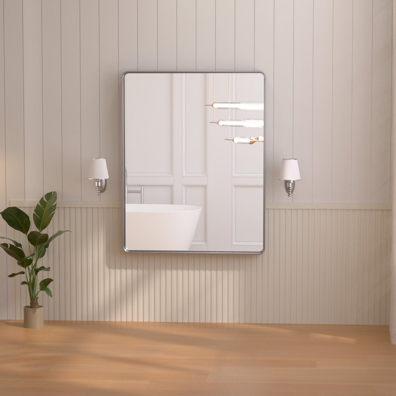 Miroir d'appoint Tyro, Argent, 42 po x 36 po, Rectangulaire