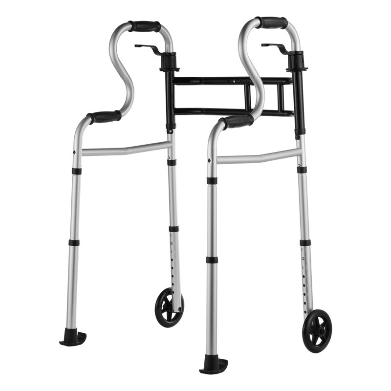 Trotteuse pliante sur roulettes, trépieds pliants 3 en 1 avec hauteur et largeur réglables, aluminium léger | Aide à la mobilité sur roues avant pour personnes à mobilité réduite, jusqu'à 350 lb