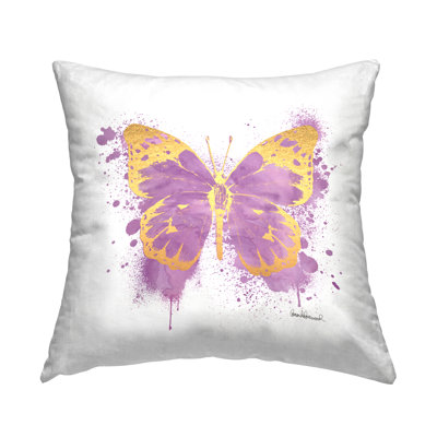 Coussin décoratif imprimé mauve Urban Splatter Butterfly par Amanda Greenwood