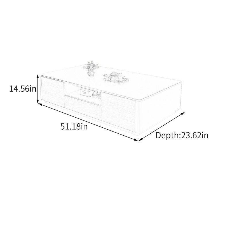 Table basse moderne avec tiroir de rangement, H 14,56 po x L 51,18 po x l 23,62 po