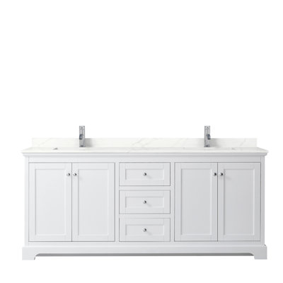 Meuble-lavabo double autoportant avec plateau en quartz Avery