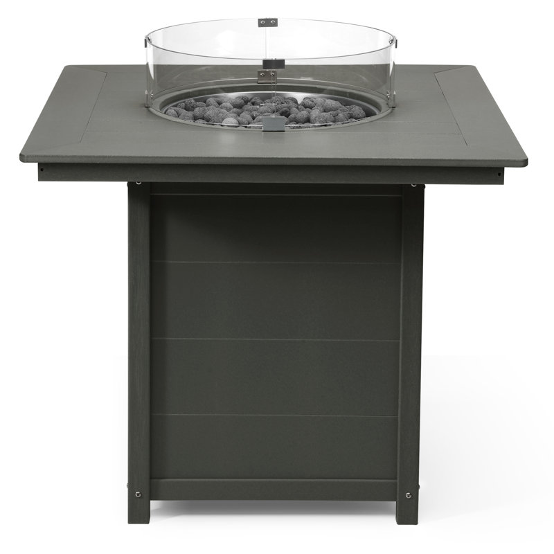 Square 42" Counter Fire Pit Table, 42.25" H x 42.25" W x 42.25" D, Gray