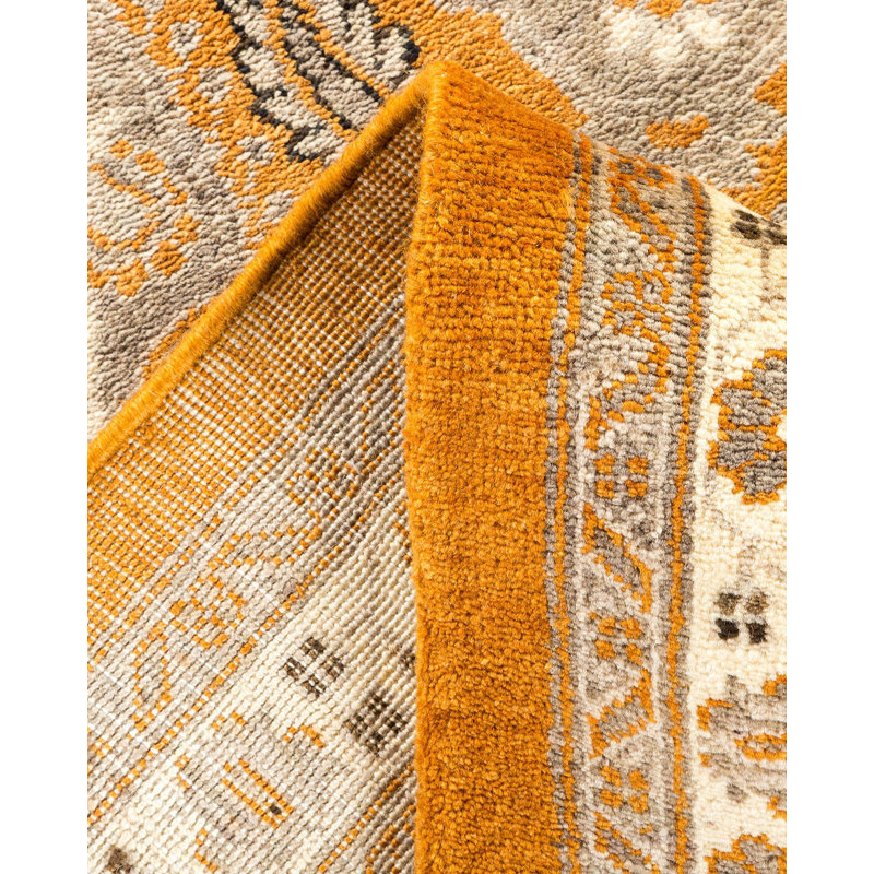 Tapis unique noué à la main Glectel Eclectic - doré, 9 pi x 12 pi