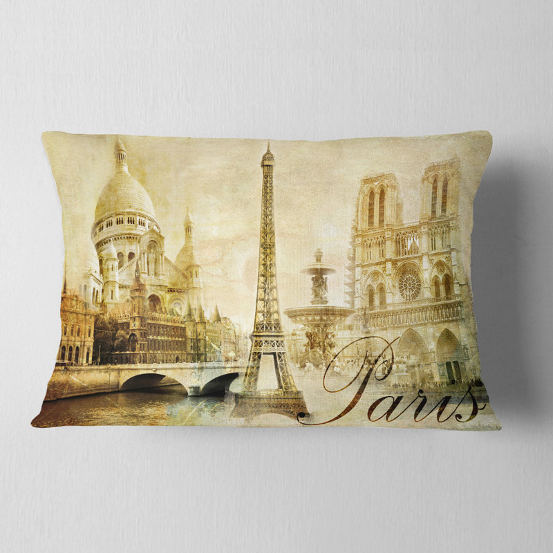 Coussin lombaire cityscape digital old belle paris