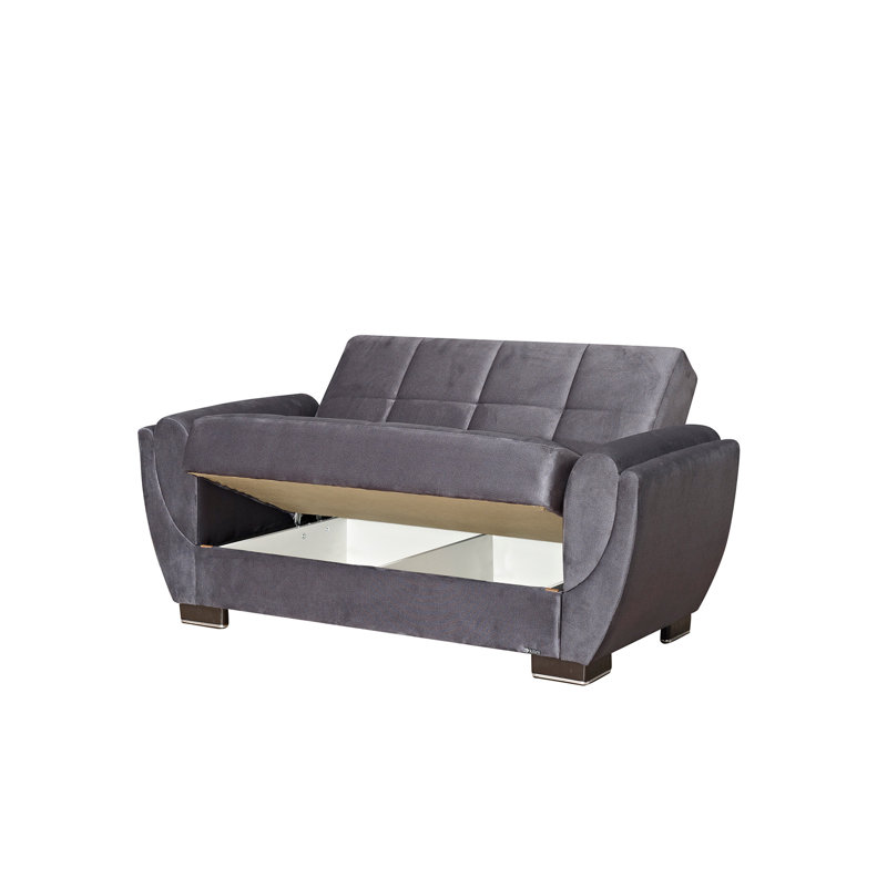 Causeuse convertible avec rangement en microfibre grise Primenest Collection Nimbusflow, Gris