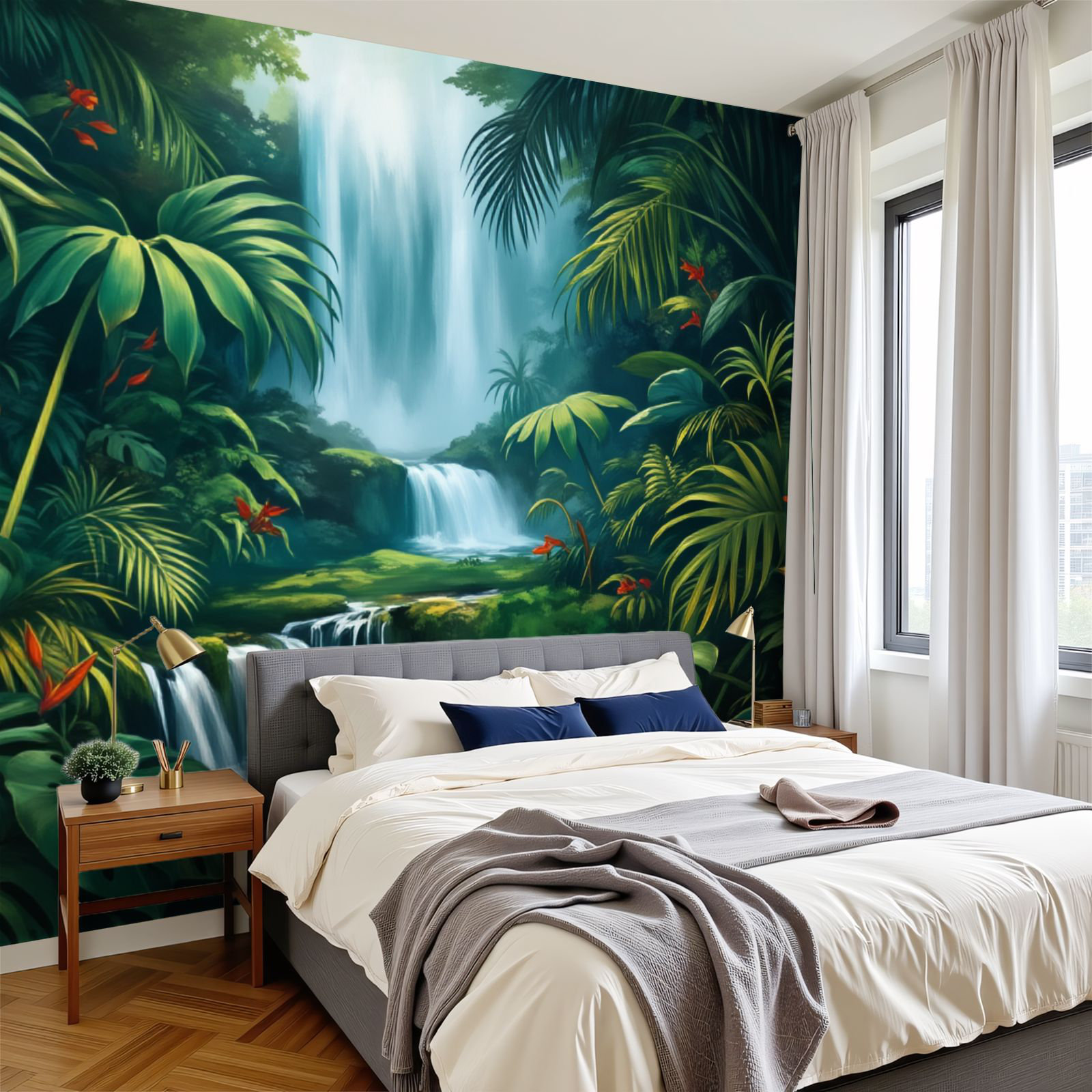 Red Barrel Studio Peel and Stick Wallpaper Tropical Waterfalls Green ...