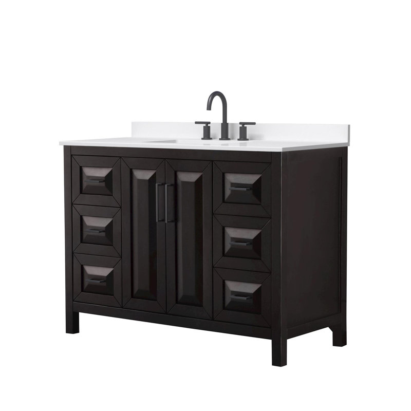 Daria 48'' W Vanity, Giotto Quartz, Brown, Matte Black