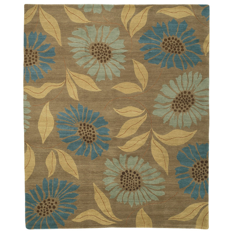 Hand Knotted Wool Floral Area Rug, Rectangle 3' x 5'
