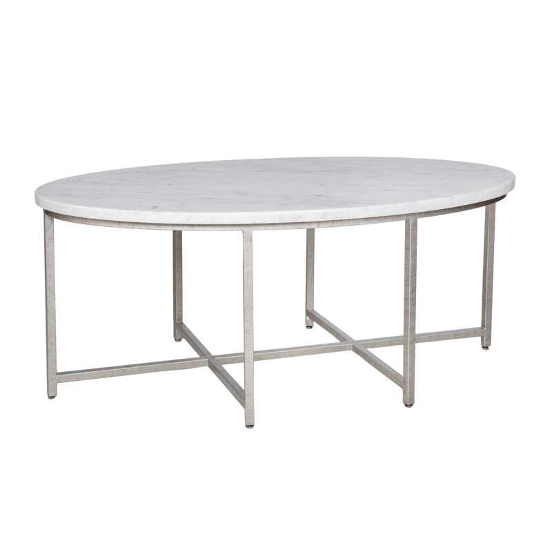 Table basse Marble, H 18,5 po x L 60 po x l 30 po, Argent royal, Marbre de Carrare
