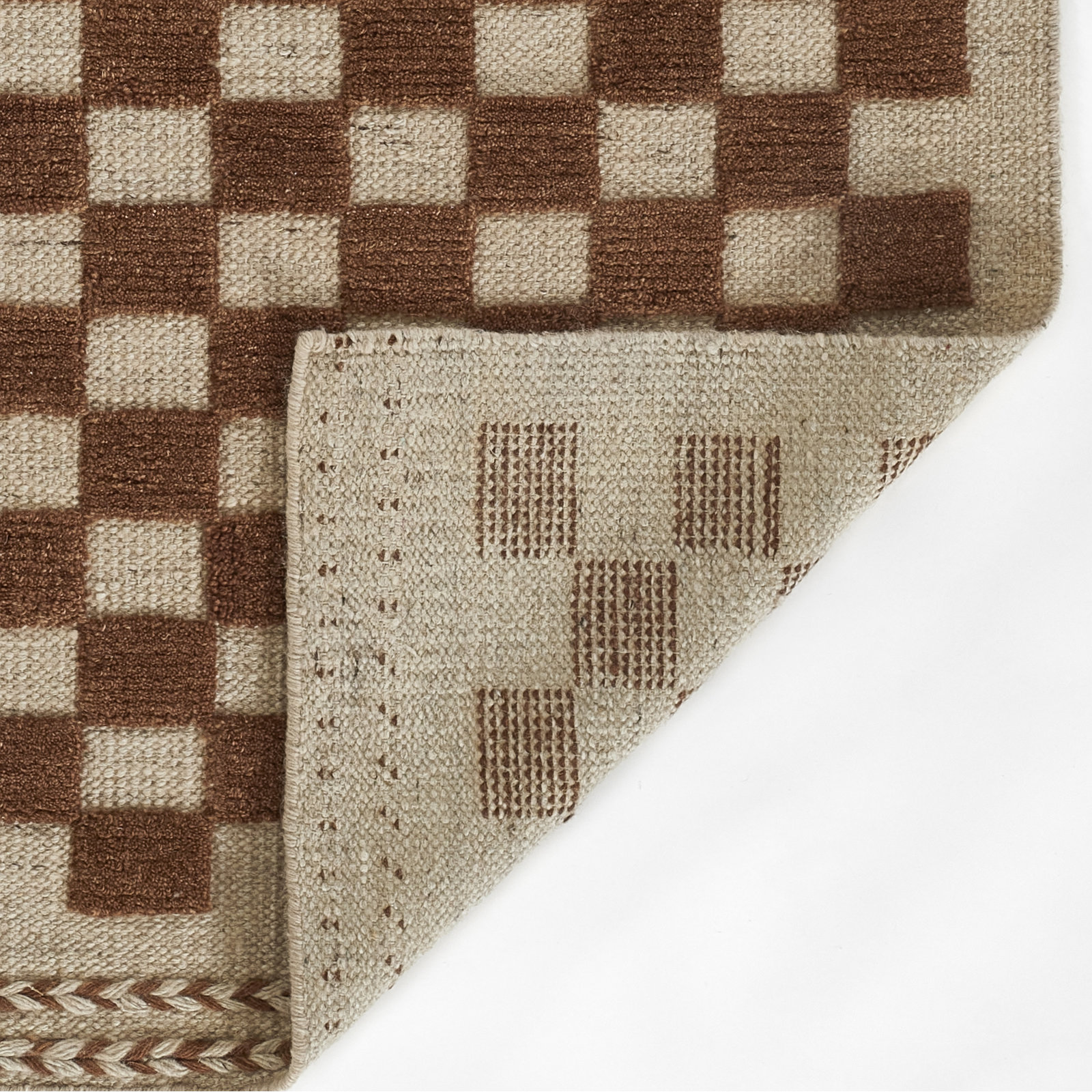 Azle Handmade Wool Brown Rug, Rectangle 8' x 10'