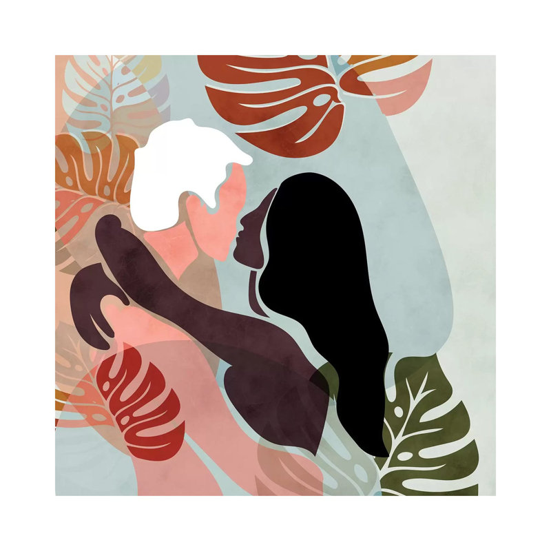 «Love hugs» par Ana Rut Bré - impression d'art graphique, H 26 po x l 26 po x P 1,5 po, Toile tendue, Aucun mat