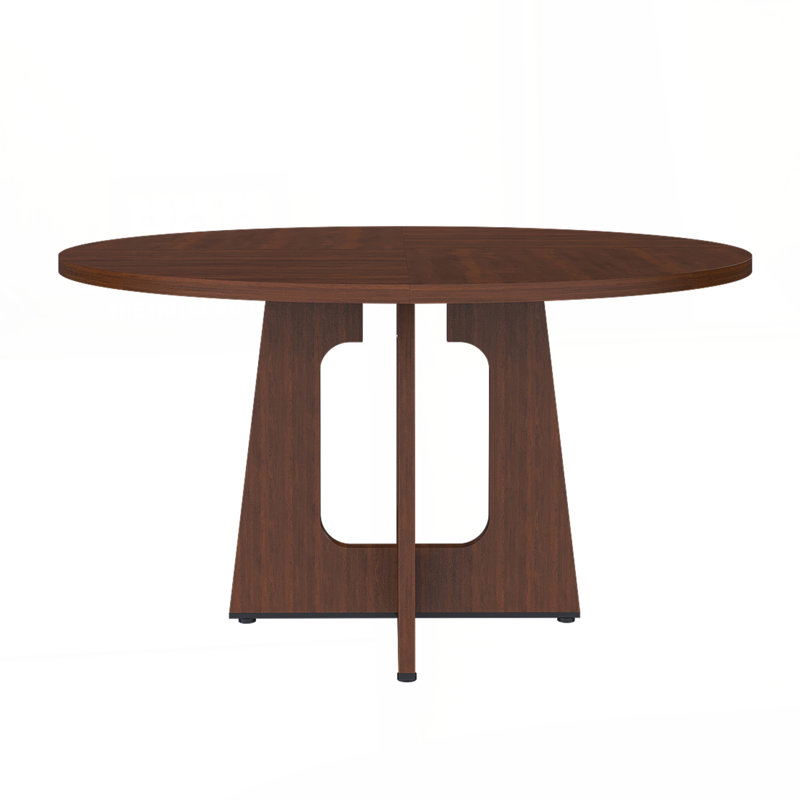 Round Dining Table for 4 - 47 Inch Farmhouse Kitchen Table, MDF Circle Table with Wood Grain Finish, 300lb Weight Capacity, Easy Assembly for Dining Room, Kitchen, Living Room - Spiced Round Table