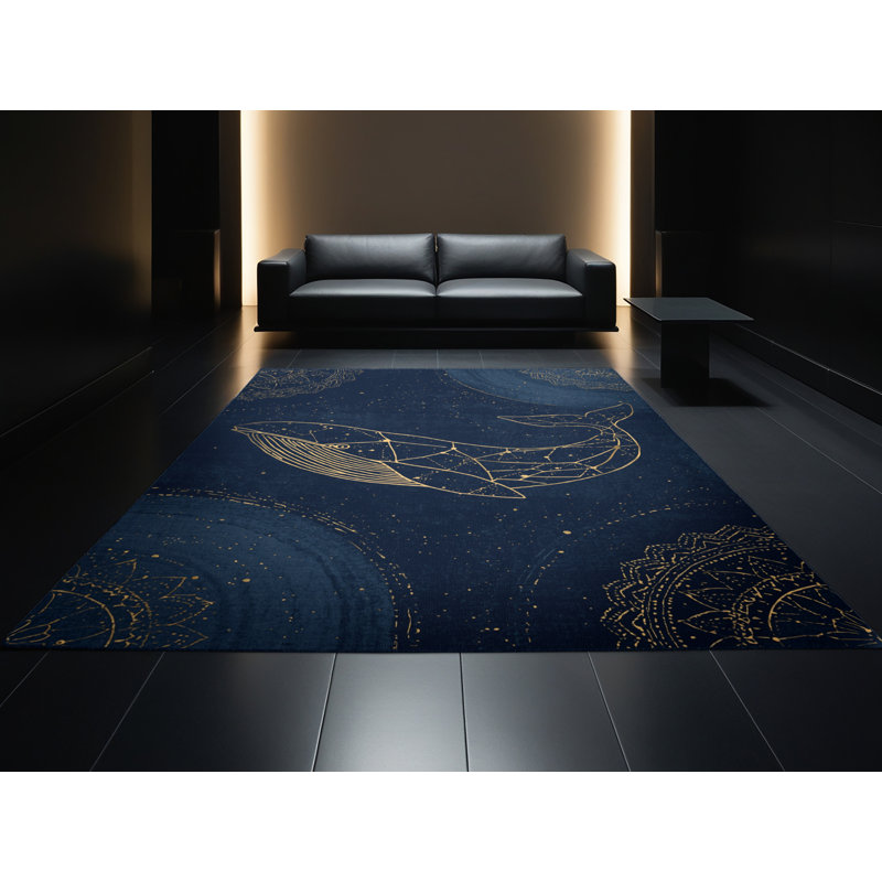 Tapis bleu moelleux et moelleux d'inspiration mondiale Clements, 5 x 8