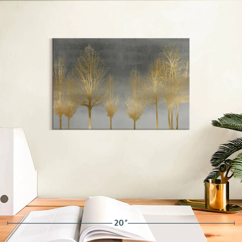 Harnek Gold Forest On Gray, 8" H x 12" W