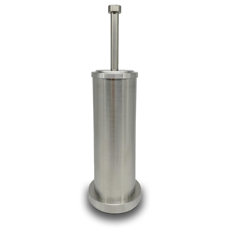 Brosse de toilette Indecor Home en nickel brossé avec support, outil de nettoyage de salle de bain durable, design moderne pour un entretien facile des toilettes, brosse nettoyante pour une hygiène et un nettoyage efficaces.