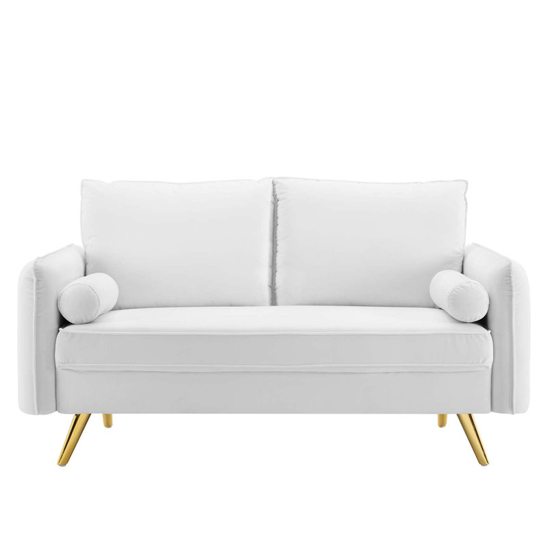 Revive Performance Velvet Loveseat, White
