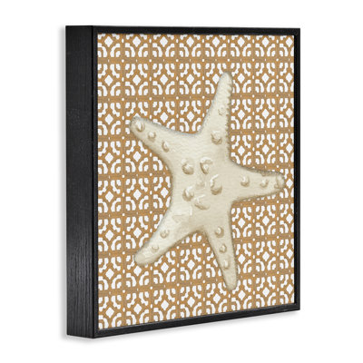 Giclée encadrée de tuiles méditerranéennes et d'étoiles de mer, design par Lee Ann Sanders