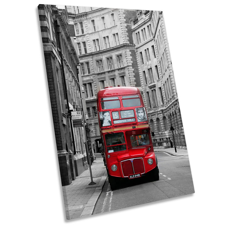 X0093 London Bus City Retro - Wrapped Canvas Print, 18cm H x 12cm W x 2cm D