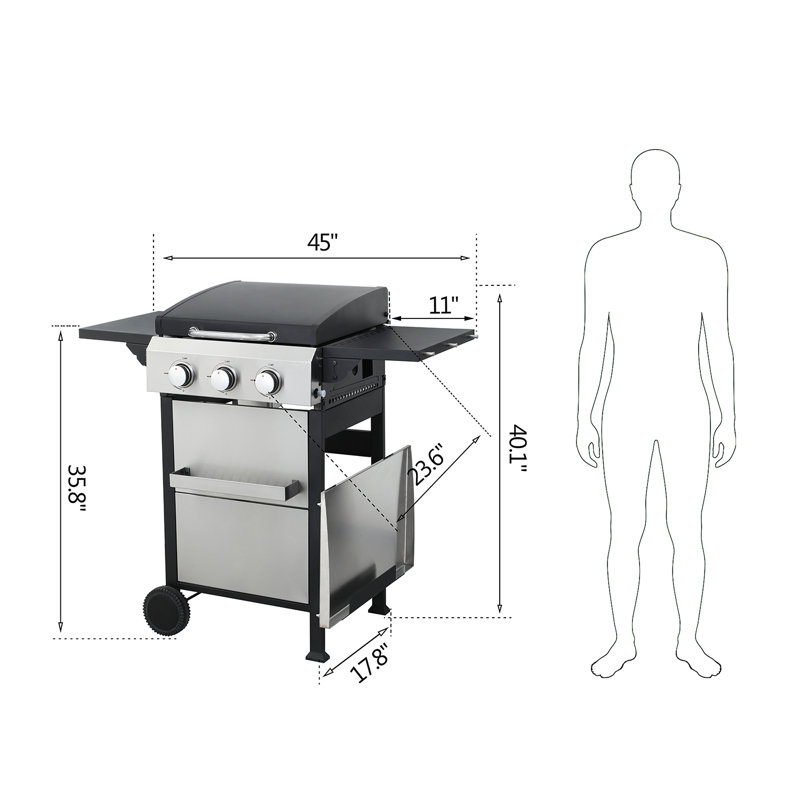 Barbecue au propane à 3 brûleurs