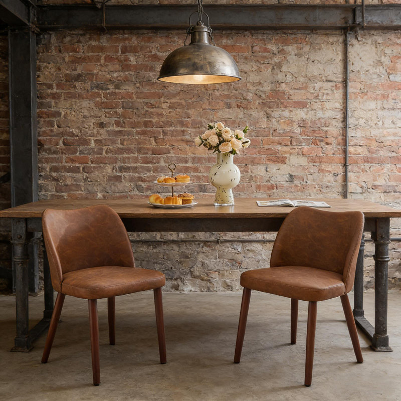 Ensemble de 2 chaises de salle à manger rembourrées avec pieds en bois pour le restaurant et la cuisine, Brun