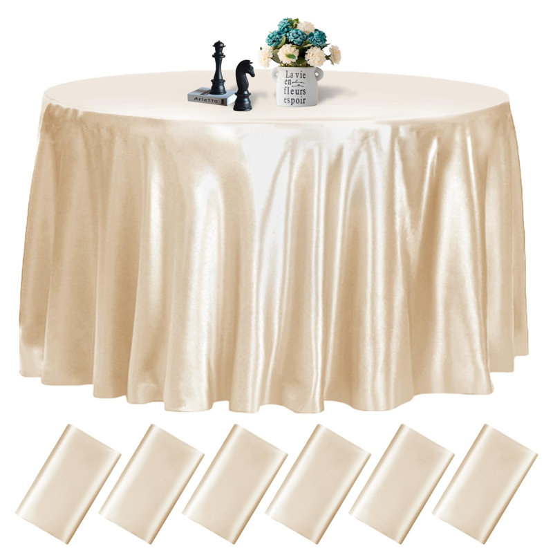 Paquet de 12 nappes en satin champagne 120 pouces - Nappe ronde soyeuse de qualité supérieure
