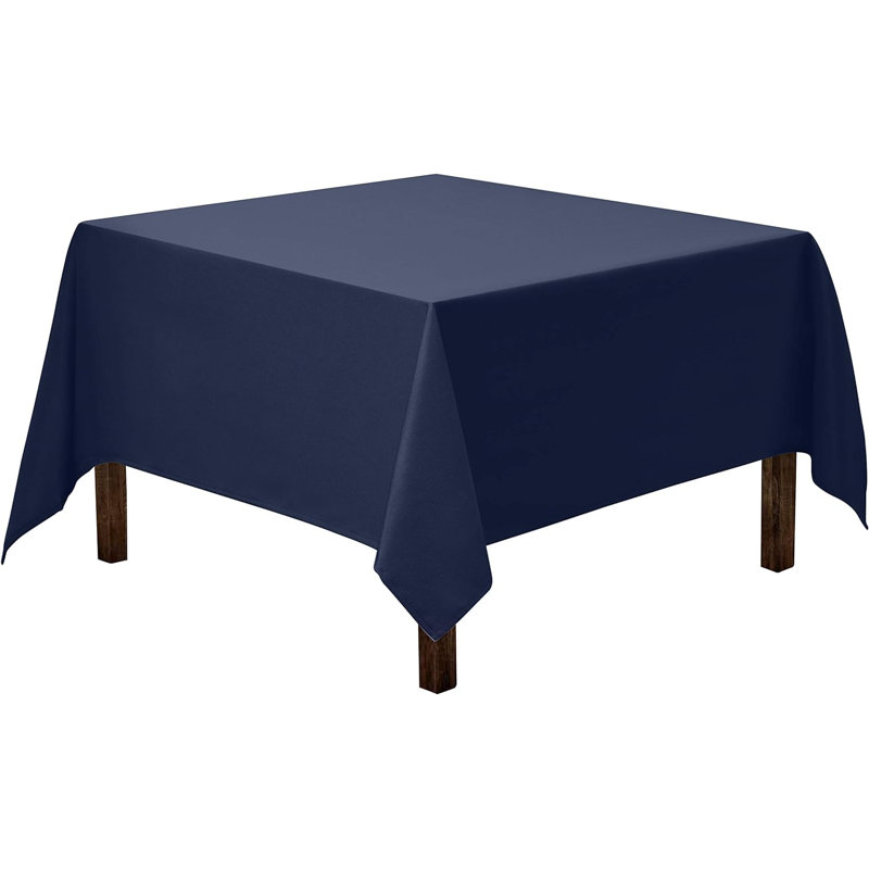 Amilliana Square No Pattern Polyester Tablecloth, Navy Blue, 85" Square