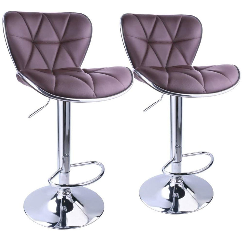 Anjolee 32.5'' Swivel Adjustable Height Counter Stool with Metal Frame, Brown