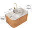 Meuble-lavabo de salle de bain Dina 30 po avec lavabo, meuble de rangement mural à bords arrondis flottants avec tiroir Dina, lavabo rond en céramique blanc avec motif de pierre, pré-assemblé, grain de bois Natura-1373174857
