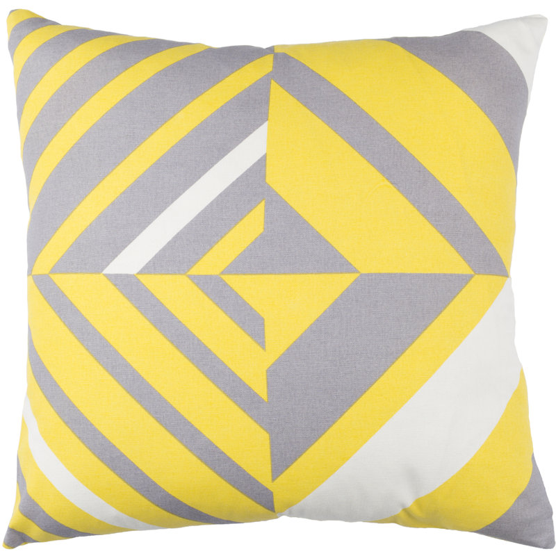 Housse et insert de coussin carré en coton Lina, 18" x 18", Menthe / orange / blanc