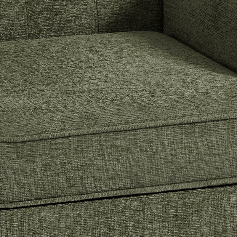 Duward Upholstered Green Button Tufted Wingback Accent Chair with Rolled Arm and Thick Padded Cushion, Green Polyester
