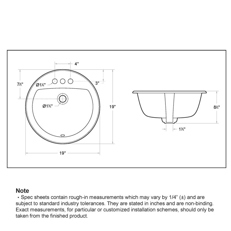Winfield Products 19'' White Ceramic Circular Bathroom Sink with Overflow