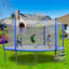 Trampoline 16 pi avec pompe à panier de basketball et échelle avec but de soccer - bleu-118610997