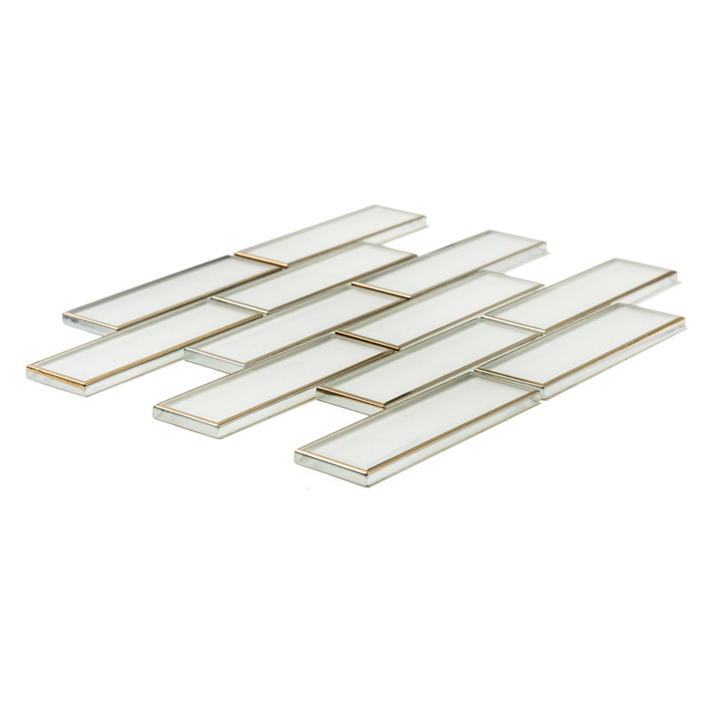 Athena 12" x 12" Glass Brick Joint Mosaic Wall Tile, Gold